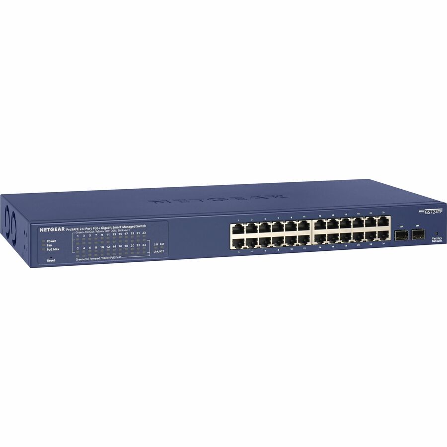 Netgear 24-Port Gigabit PoE+ Smart Managed Pro Switch with 2 SFP Ports (GS724TPv2) GS724TP-200NAS