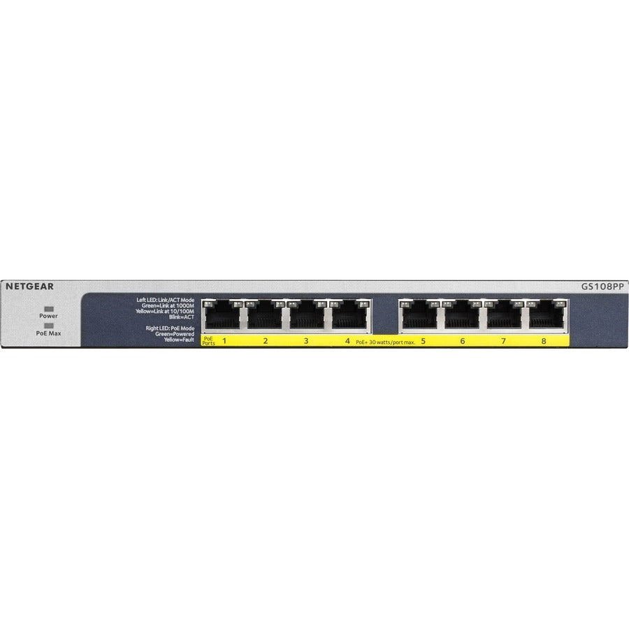Netgear 8-port Gigabit Ethernet PoE+ Unmanaged Switch (GS108PP) GS108PP-100NAS