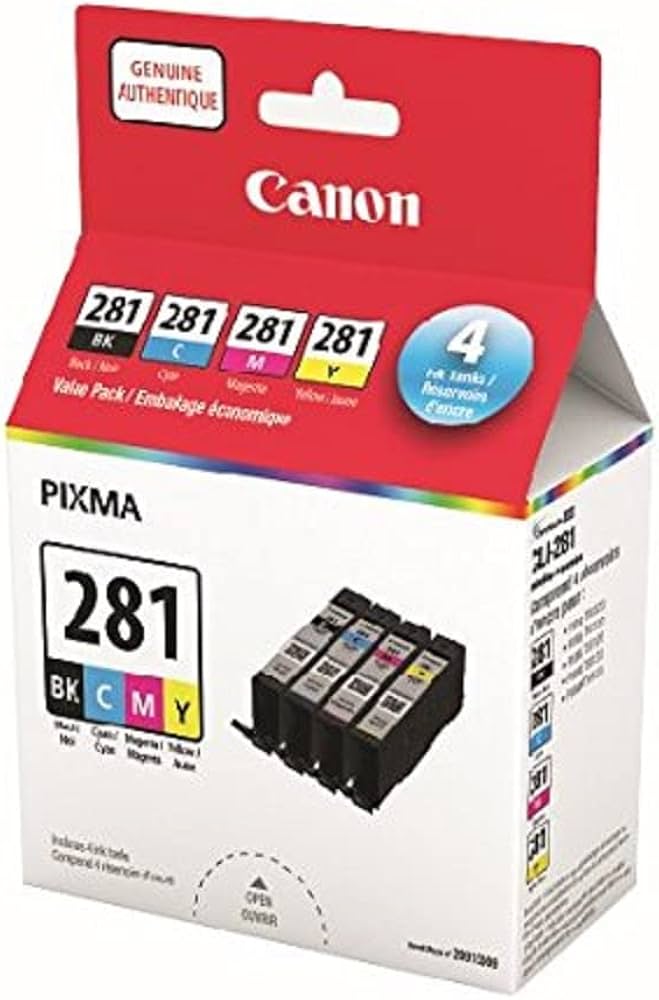Cartouche d'encre jet d'encre originale à haut rendement Canon CLI-281 - Pack économique - Tricolore - Paquet de 4 2091C009