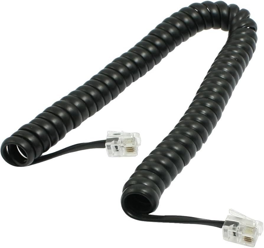 Telephone Curly Cord - 24 Foot - Black