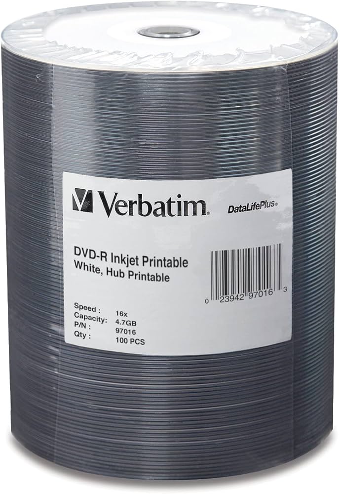 Verbatim DataLifePlus DVD Recordable Media - DVD-R - 16x - 4.70 GB - 100 Pack Spindle 98348