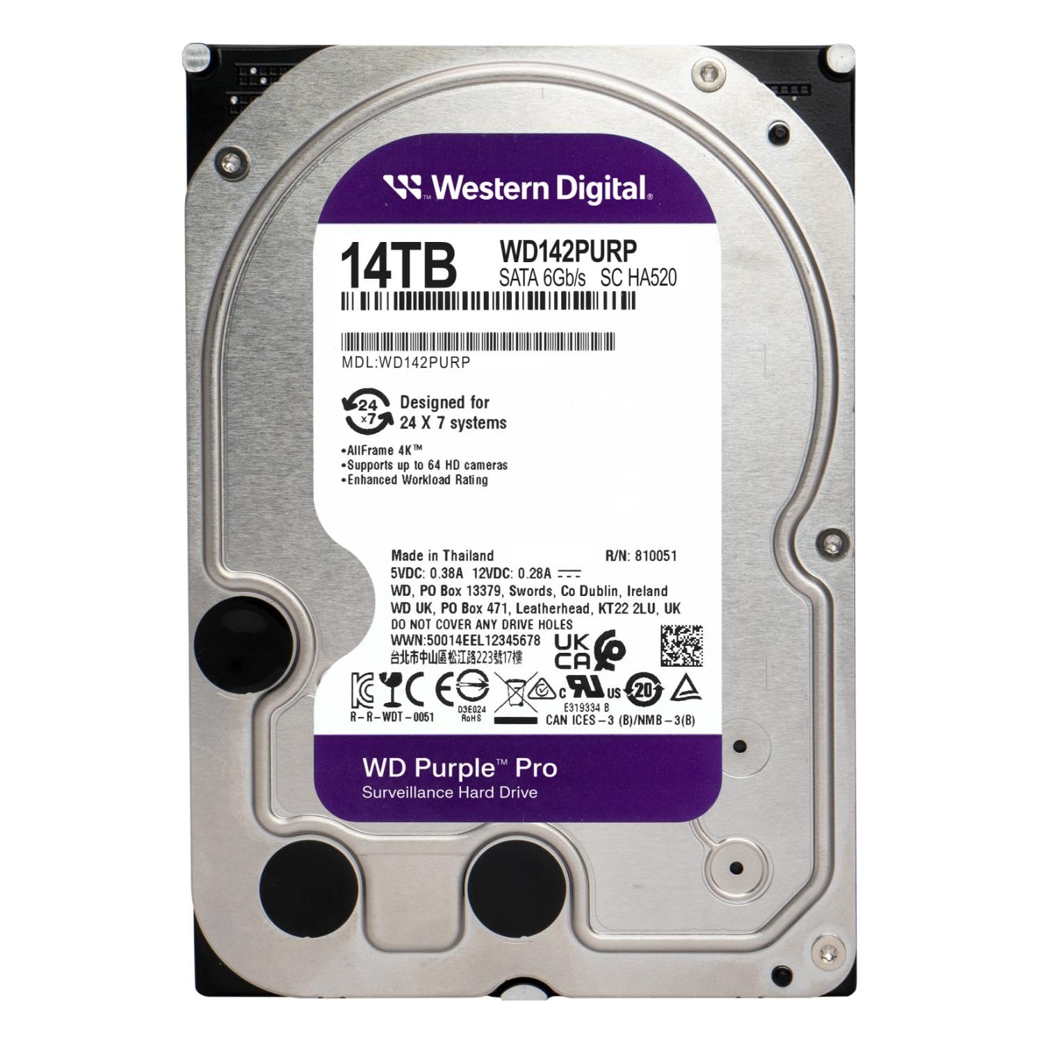 WD Purple Pro WD142PURP 14 TB Hard Drive