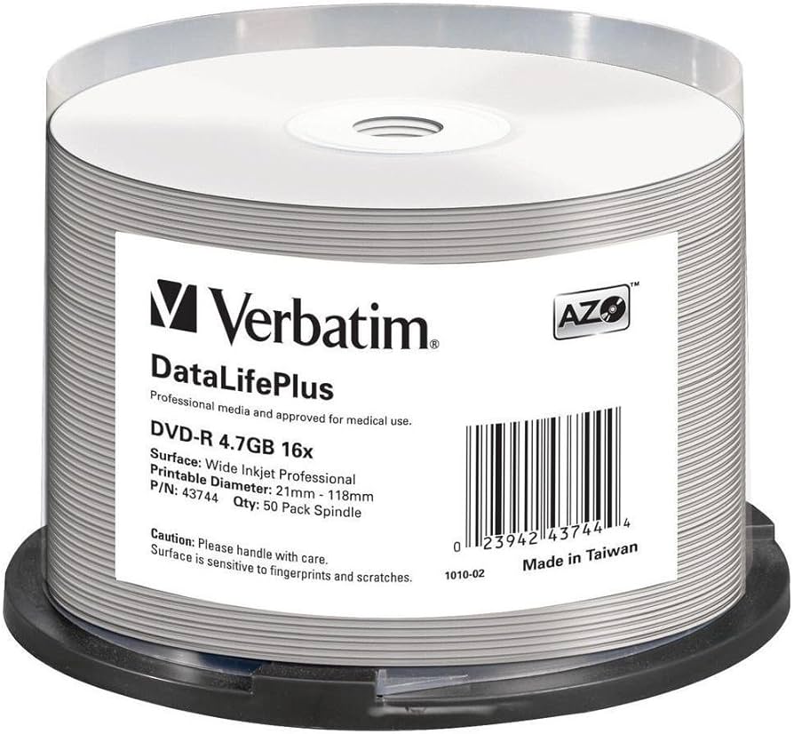 Verbatim DataLifePlus DVD Recordable Media - DVD-R - 16x - 4.70 GB - 100 Pack Spindle 98348