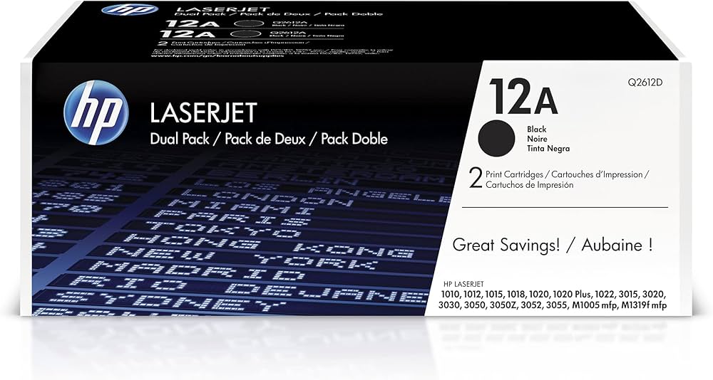 Cartouche de toner laser authentique HP 12A - Noir - 2 / Paquet Q2612D-2PK