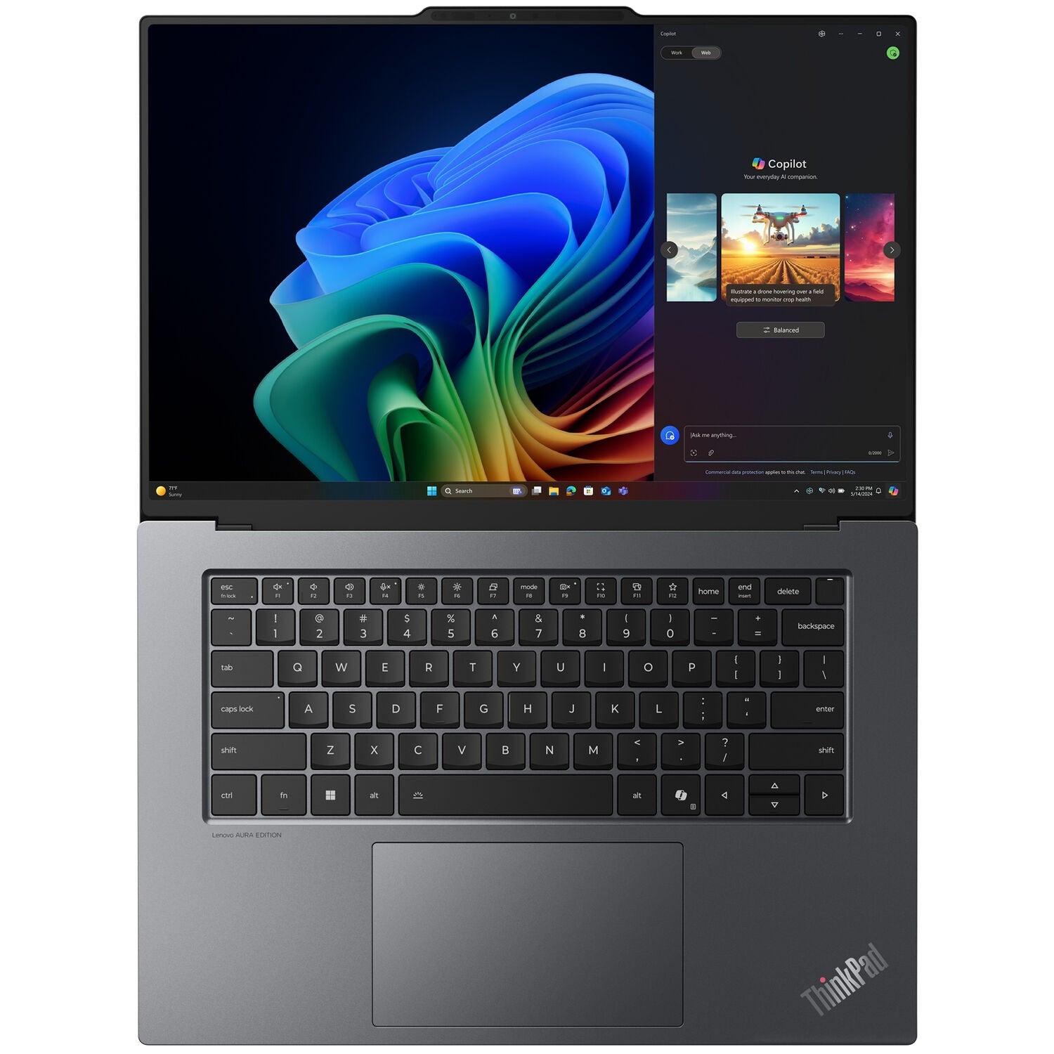 Lenovo Thinkpad X9-14 Gen 1 21QA0000US 14" Notebook - WUXGA - Intel Core Ultra 5 226V - 16 GB - 512 GB SSD - English (US) Keyboard - Arctic Gray, Black 21QA0000US