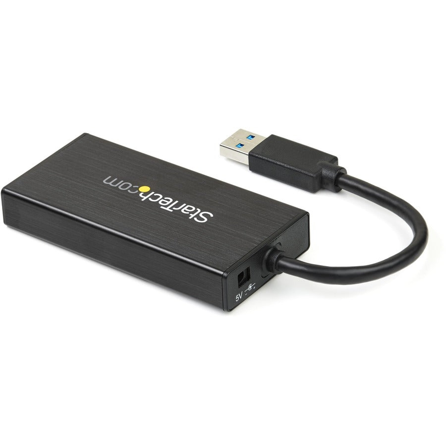 StarTech.com 3 Port Portable USB 3.0 Hub with Gigabit Ethernet Adapter NIC - Aluminum w/ Cable ST3300GU3B