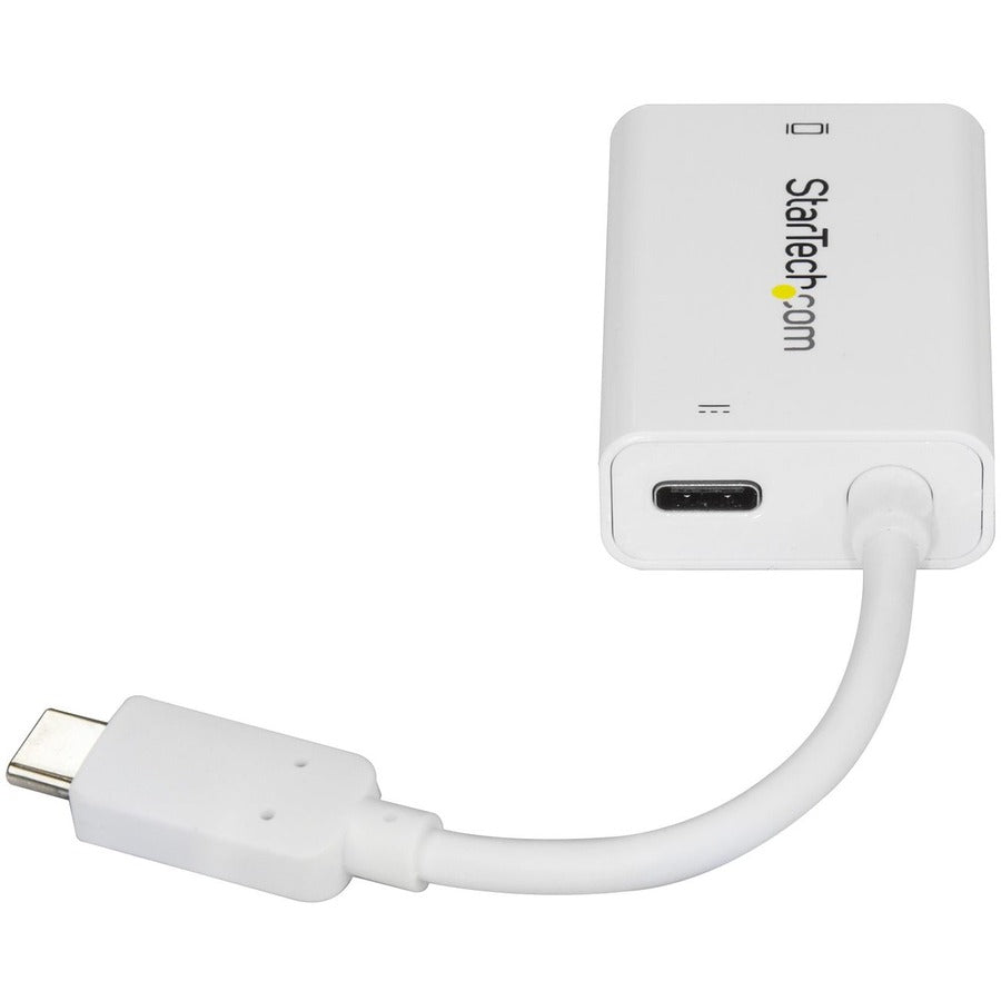 StarTech.com Adaptateur USB C vers VGA avec alimentation 60 W Pass-Through - Convertisseur vidéo USB Type-C vers VGA 1080p avec chargement - Blanc CDP2VGAUCPW