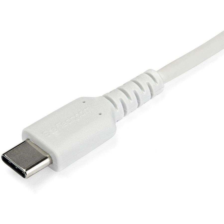 StarTech.com Câble de chargement USB C de 2 m - Cordon de chargeur USB 2.0 de type C à C pour charge et synchronisation rapides et durables - Gaine TPE Fibre d'aramide M/M 60 W Blanc RUSB2CC2MW