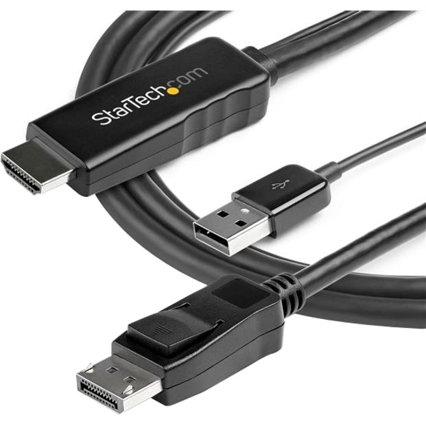 StarTech.com Câble HDMI vers DisplayPort de 2 m (6 pieds) 4K 30 Hz - Câble adaptateur actif HDMI 1.4 vers DP 1.2 avec audio - Convertisseur vidéo alimenté par USB HD2DPMM2M