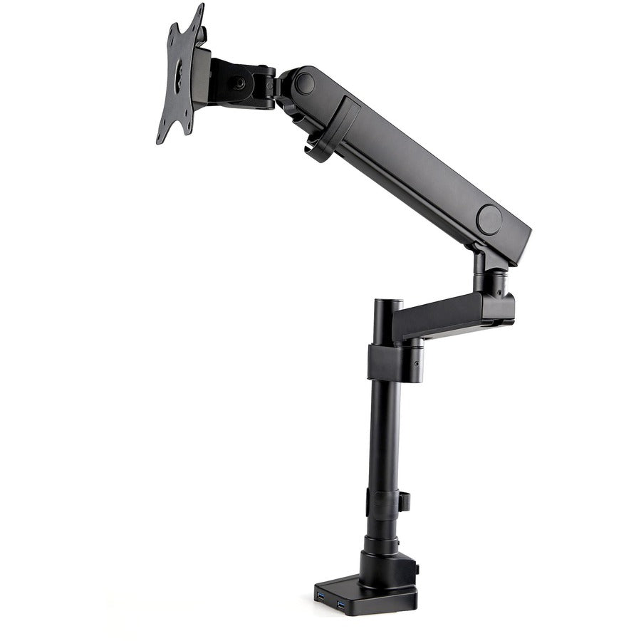 StarTech.com Desk Mount Monitor Arm with 2x USB 3.0 ports - Full Motion Single Monitor Pole Mount up to 8kg VESA Display - C-Clamp/Grommet ARMPIVOT2USB3