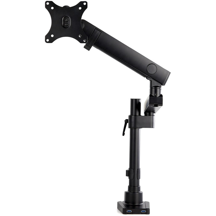 StarTech.com Desk Mount Monitor Arm with 2x USB 3.0 ports - Full Motion Single Monitor Pole Mount up to 8kg VESA Display - C-Clamp/Grommet ARMPIVOT2USB3