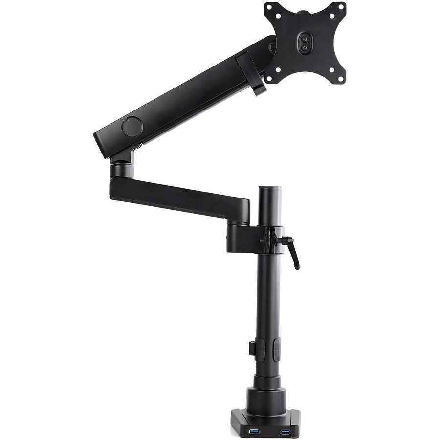 StarTech.com Desk Mount Monitor Arm with 2x USB 3.0 ports - Full Motion Single Monitor Pole Mount up to 8kg VESA Display - C-Clamp/Grommet ARMPIVOT2USB3