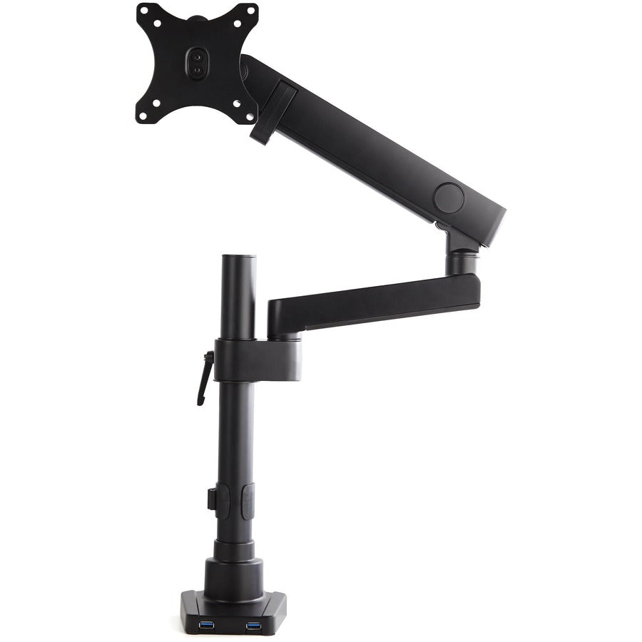 StarTech.com Desk Mount Monitor Arm with 2x USB 3.0 ports - Full Motion Single Monitor Pole Mount up to 8kg VESA Display - C-Clamp/Grommet ARMPIVOT2USB3