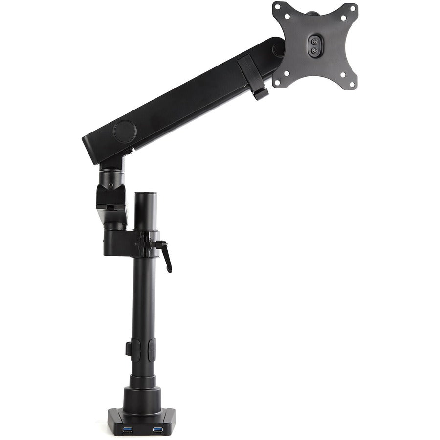 StarTech.com Desk Mount Monitor Arm with 2x USB 3.0 ports - Full Motion Single Monitor Pole Mount up to 8kg VESA Display - C-Clamp/Grommet ARMPIVOT2USB3