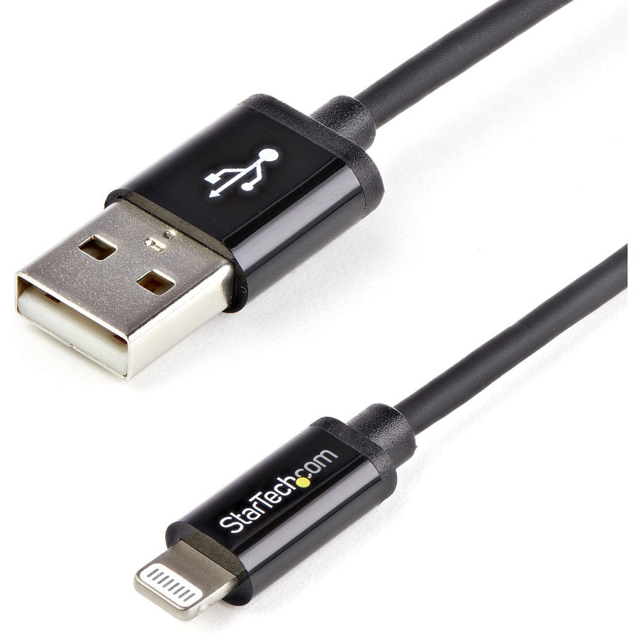 StarTech.com 2m (6ft) Long Black Apple® 8-pin Lightning Connector to USB Cable for iPhone / iPod / iPad USBLT2MB