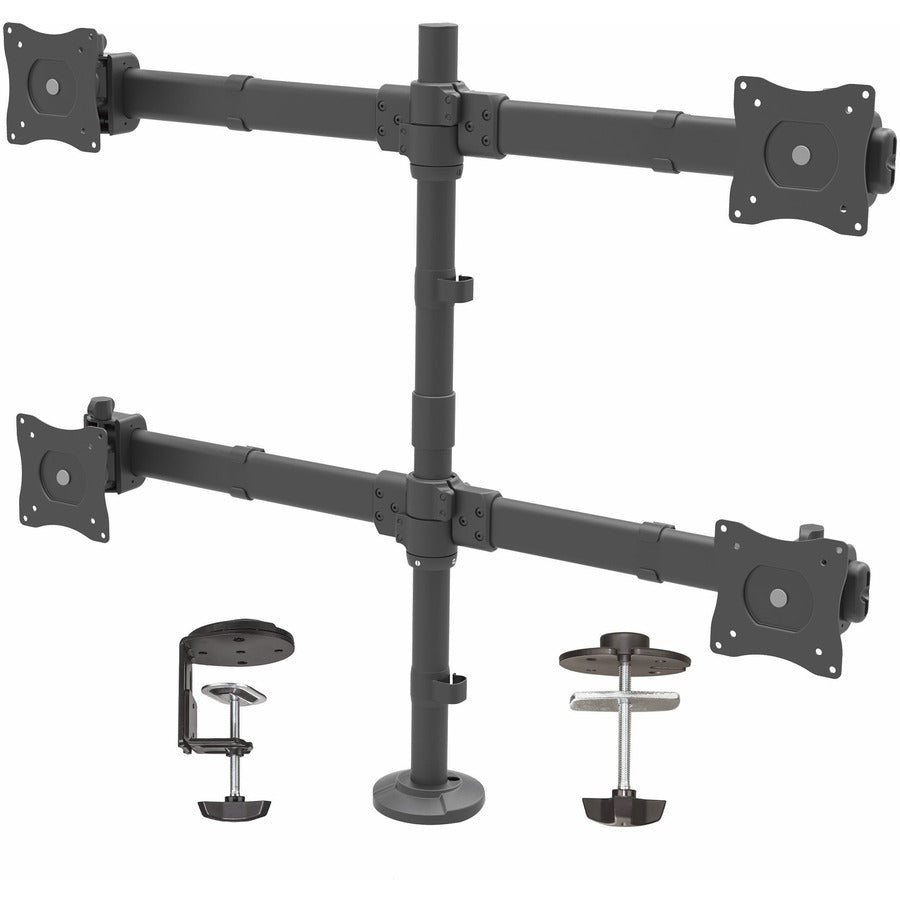 StarTech.com Desk Mount Quad Monitor Arm - 4 VESA Displays up to 27" - Ergonomic Height Adjustable Articulating Pole Mount - Clamp/Grommet ARMQUAD