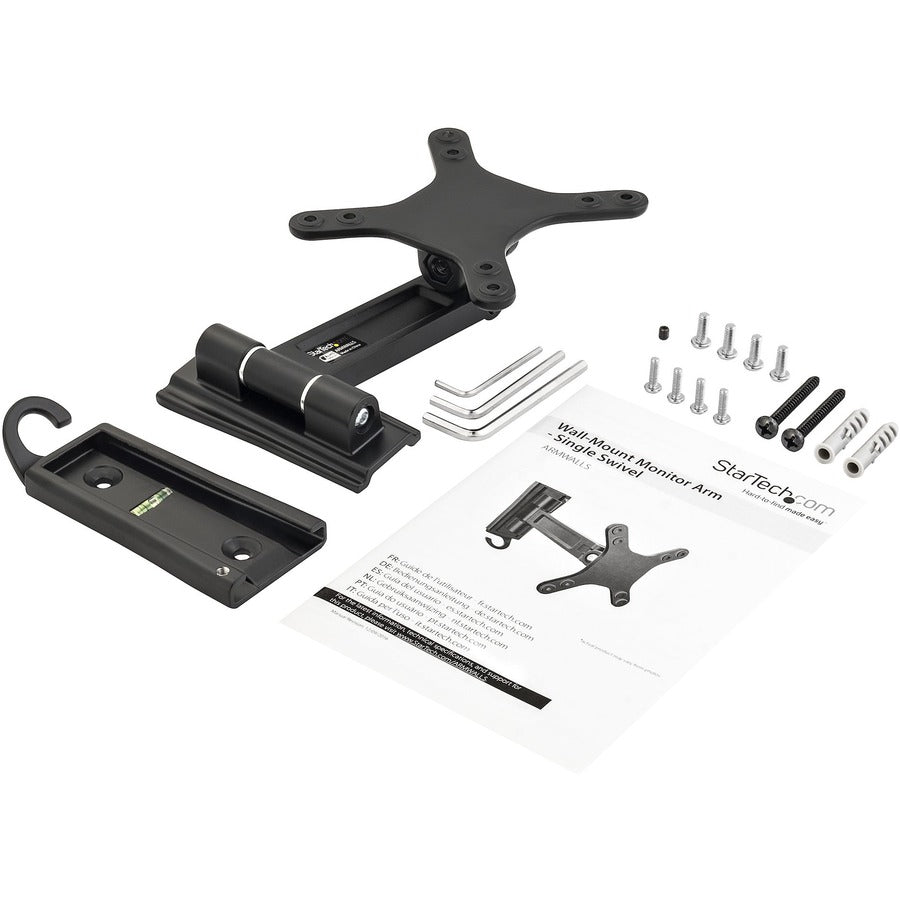 StarTech.com Wall Mount Monitor Arm - Single Swivel - For VESA Mount Monitors / Flat-Screen TVs up to 34in (33lb/15kg) - Monitor Wall Mount ARMWALLS