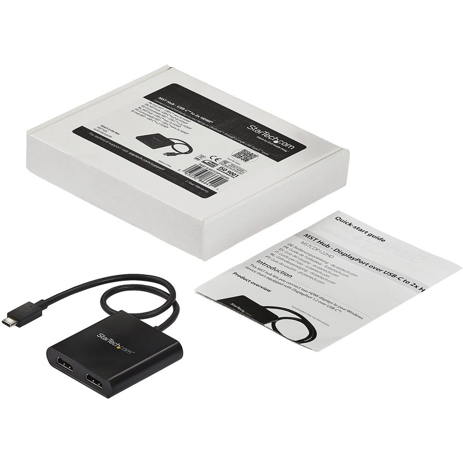 StarTech.com 2-Port Multi Monitor Adapter - USB-C to HDMI Video Splitter - USB Type-C to HDMI MST Hub - Thunderbolt 3 Compatible - Windows MSTCDP122HD