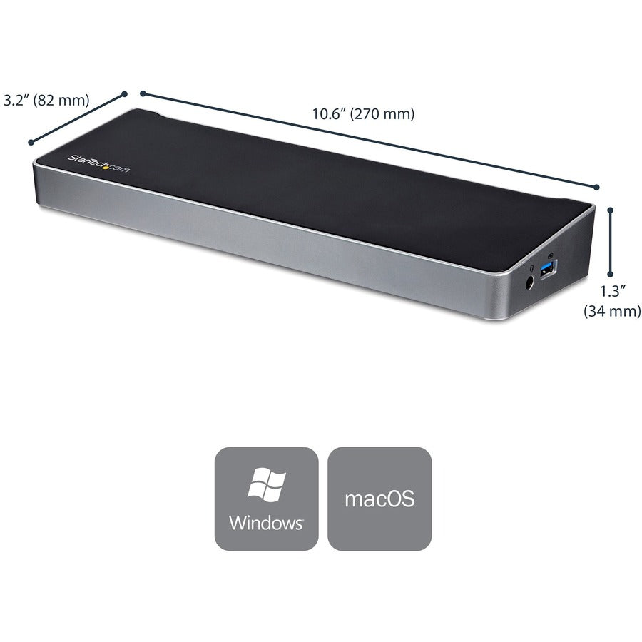 StarTech.com Station d'accueil USB C 4K - Station d'accueil pour triple moniteur UHD 4K - Mac et Windows - USB C vers HDMI et DisplayPort - 60 W PD 5 ports USB 3.0 DK30CH2DPPD