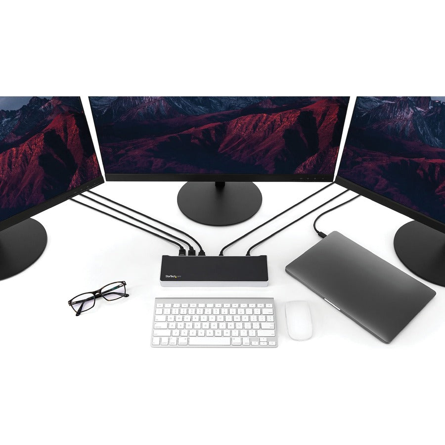 StarTech.com Station d'accueil USB C 4K - Station d'accueil pour triple moniteur UHD 4K - Mac et Windows - USB C vers HDMI et DisplayPort - 60 W PD 5 ports USB 3.0 DK30CH2DPPD