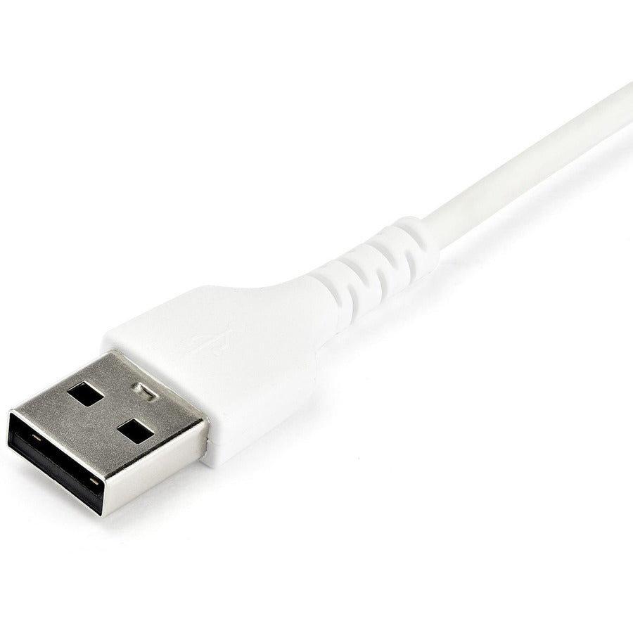 StarTech.com 2m USB A to USB C Charging Cable - Durable Fast Charge & Sync USB 2.0 to USB Type C Data Cord - Aramid Fiber M/M 3A White RUSB2AC2MW