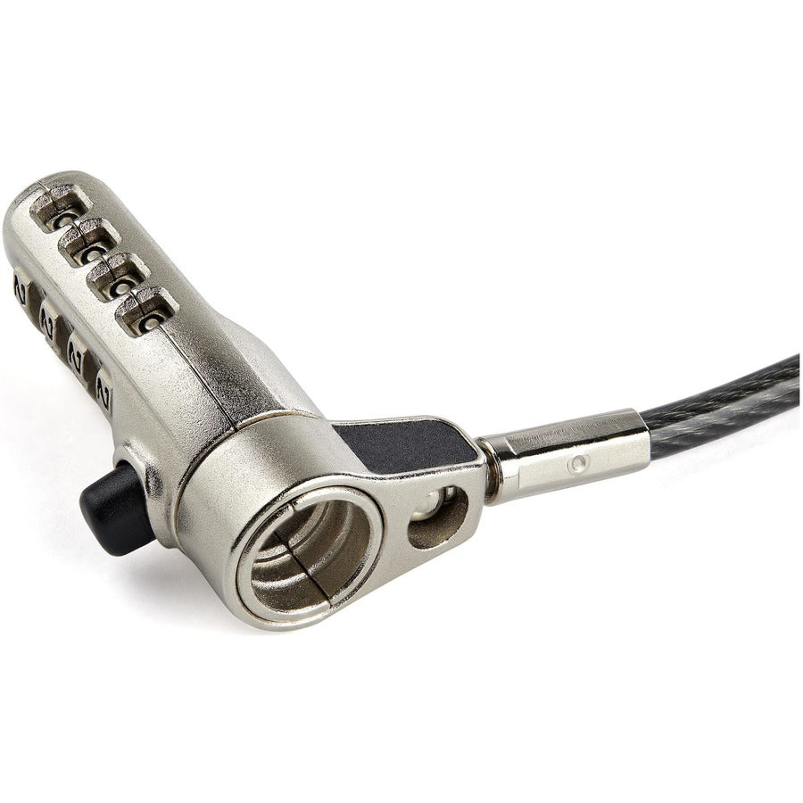 StarTech.com Câble antivol universel 3 en 1 pour ordinateur portable de 6,5' (2 m) - Verrou de sécurité à combinaison à 4 chiffres pour K-Slot, Nano & Wedge Slot ordinateur de bureau/ordinateur portable LTULOCK4D