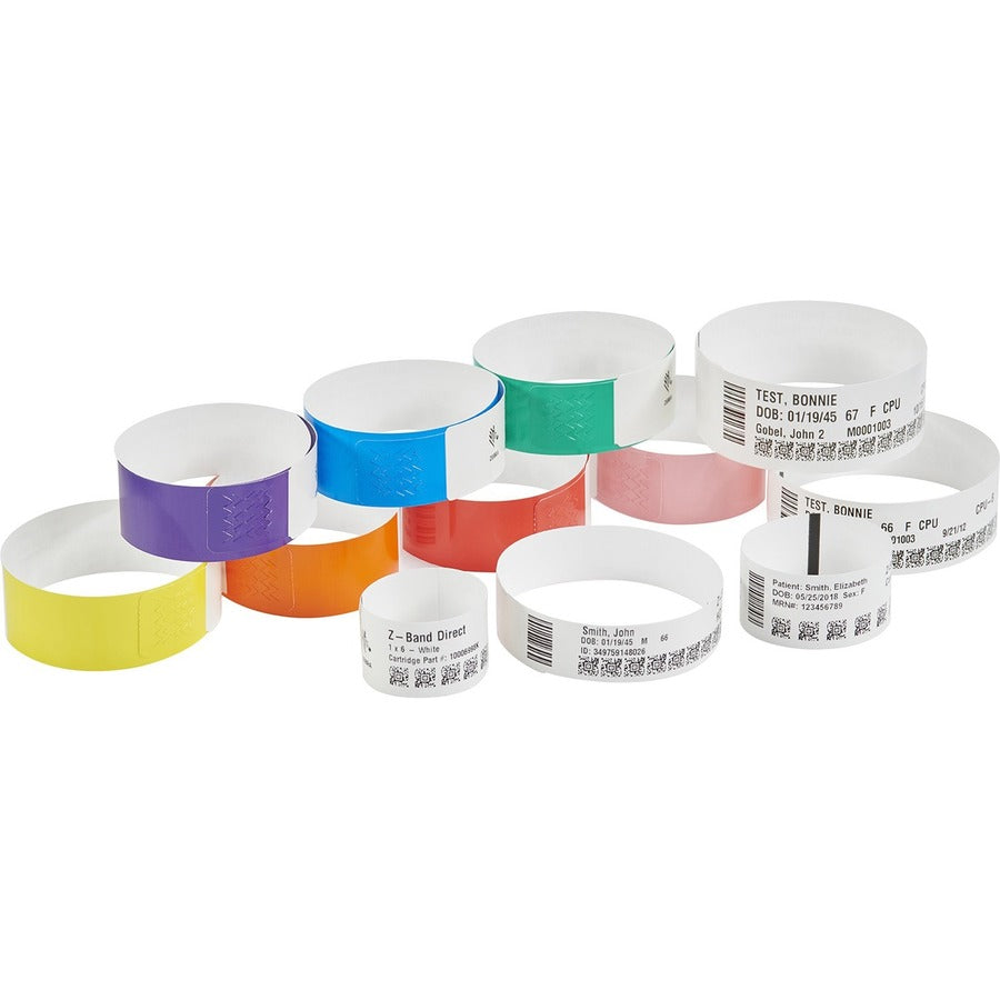 Zebra Wristband Polypropylene 1 x 11in Direct Thermal Zebra Z-Band Direct 3 in core 10005007