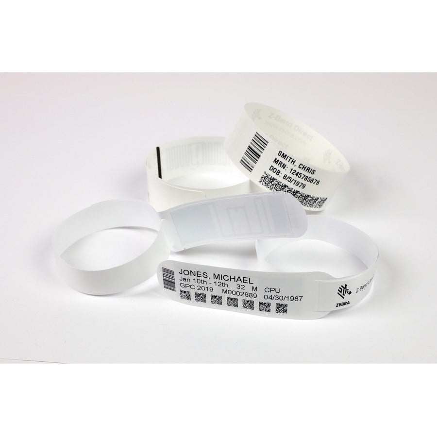 Zebra Wristband Polypropylene 1 x 11in Direct Thermal Zebra Z-Band Direct 3 in core 10005007