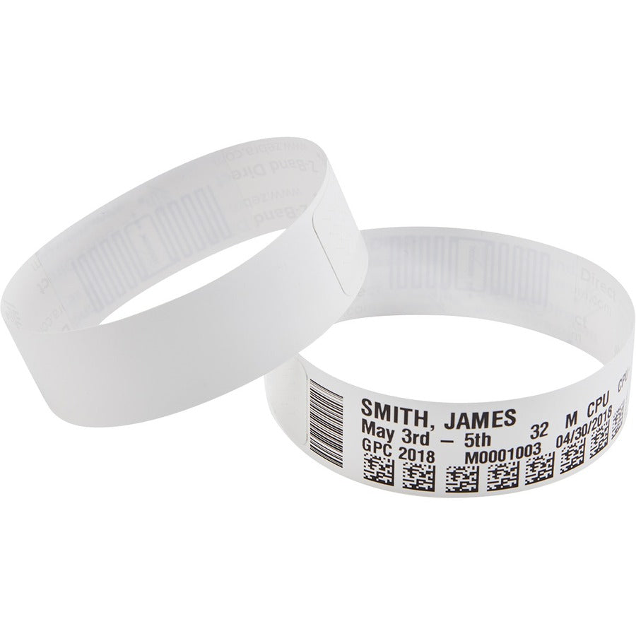 Zebra Wristband Polypropylene 0.75 x 11in Direct Thermal Zebra Z-Band Direct 1 in core 10004448