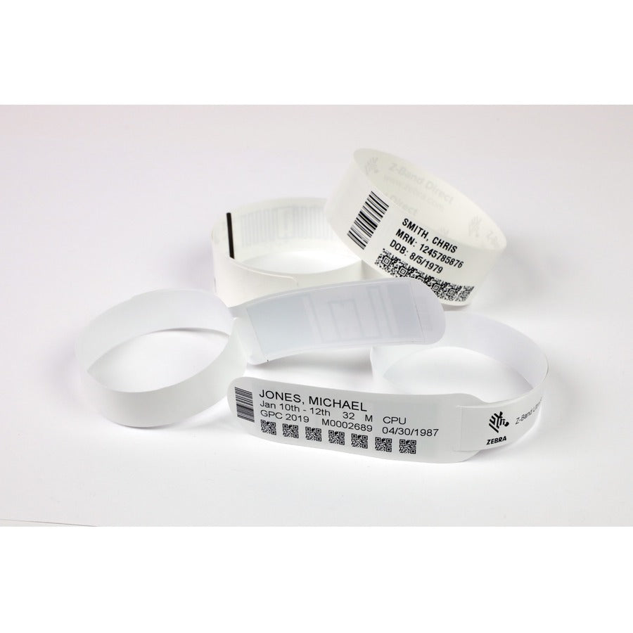 Zebra Wristband Polypropylene 0.75 x 11in Direct Thermal Zebra Z-Band Direct 1 in core 10004448