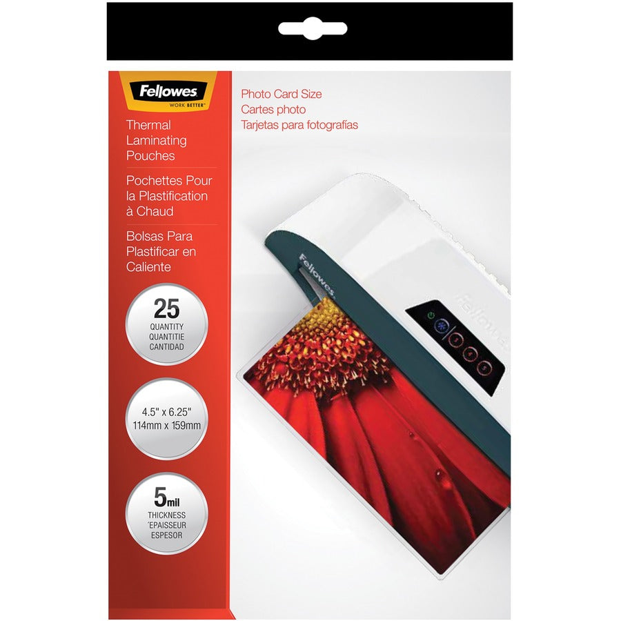 Fellowes Photo Card Glossy Thermal Laminating Pouches 52010