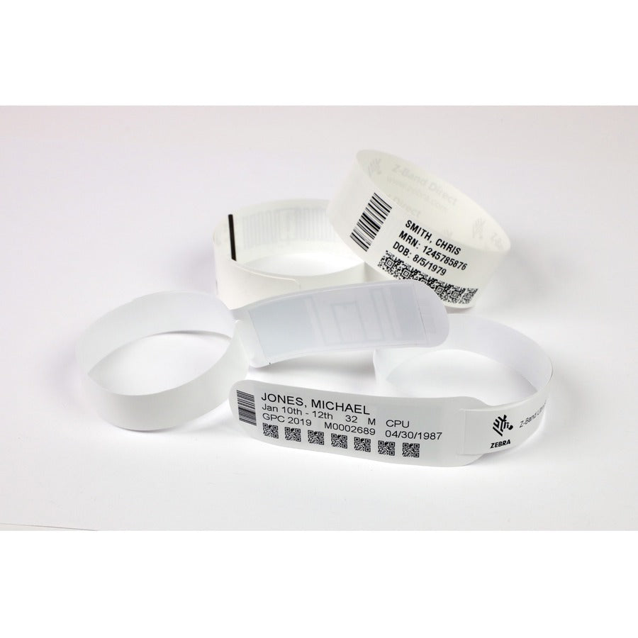 Zebra Wristband Polypropylene 1 x 11in Direct Thermal Zebra Z-Band Direct Red HC100 10006995-1K