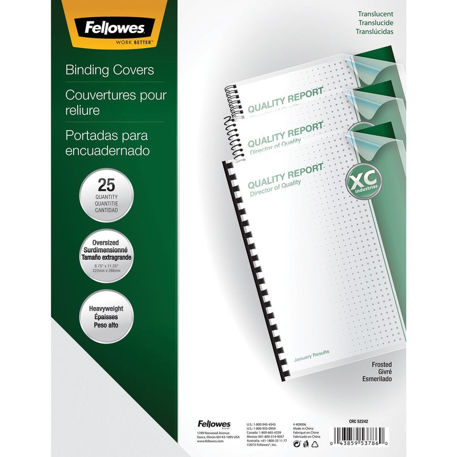 Fellowes Futura&trade; Presentation Covers - Oversize, Frosted, 25 pack 5224201