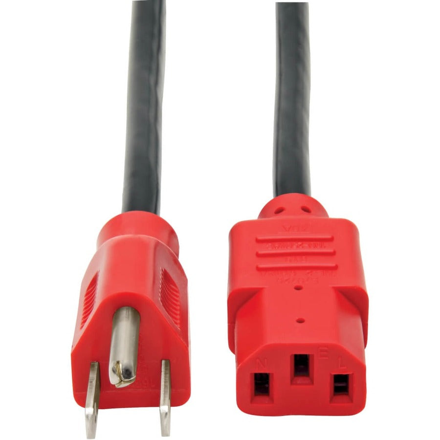 Tripp Lite 4ft Computer Power Cord Cable 5-15P to C13 Red 10A 18AWG 4' P006-004-RD