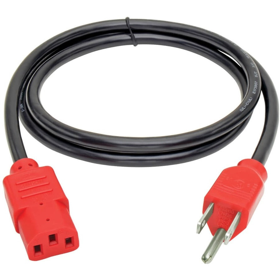 Tripp Lite 4ft Computer Power Cord Cable 5-15P to C13 Red 10A 18AWG 4' P006-004-RD
