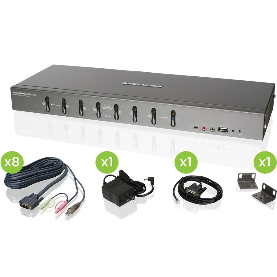 IOGEAR 8-Port DVI KVMP Switch Kit GCS1108KIT1