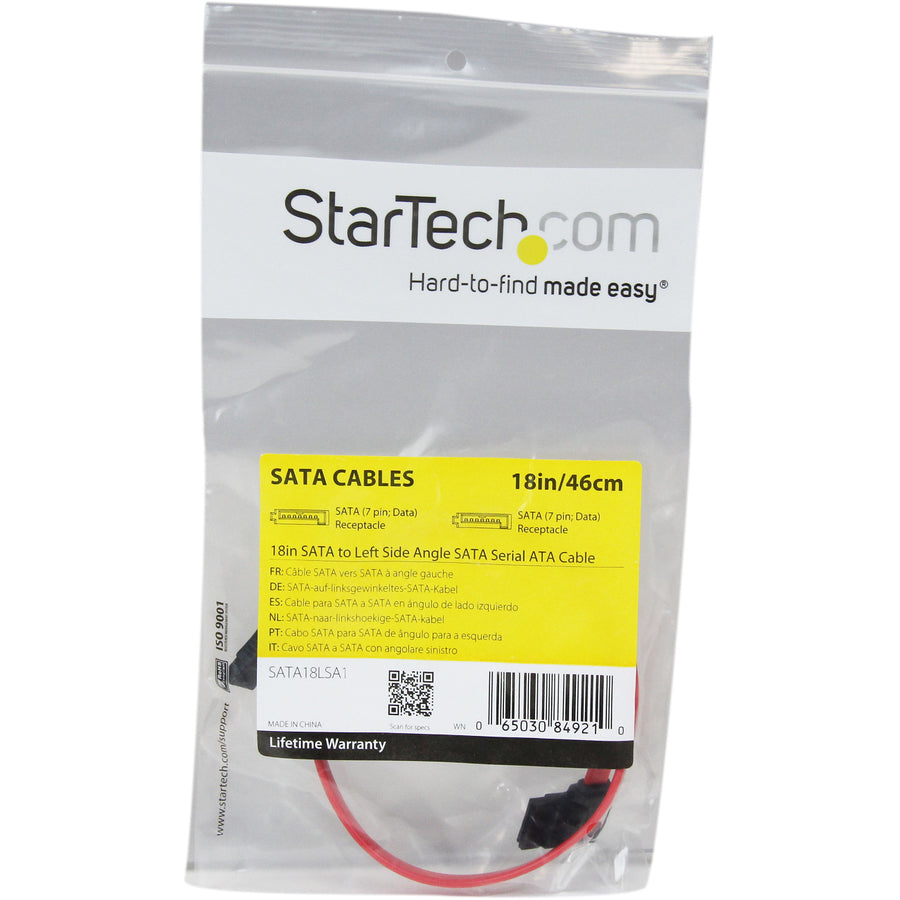 StarTech.com 18in SATA to Left Side Angle SATA Serial ATA Cable SATA18LSA1