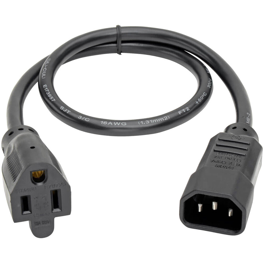 Tripp Lite by Eaton 2-ft. 18AWG Power Cord (IEC-320-C14 to NEMA 5-15R) P002-002-10A