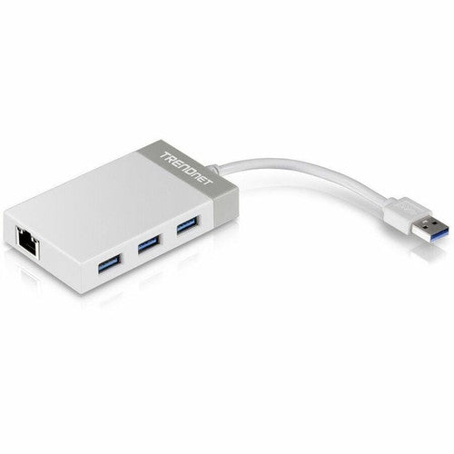 TRENDnet 3-Port USB 3.0 Hub with 10/100/1000 Mbps Gigabit Ethernet Adapter (3 USB 3.0 Ports; a RJ45 Gigabit Ethernet Port); Support XP; Vista; Windows 7; 8; 8.1; 10; Mac OS 10.6-10.9; Nintendo Switch; TU3-ETGH3 TU3-ETGH3