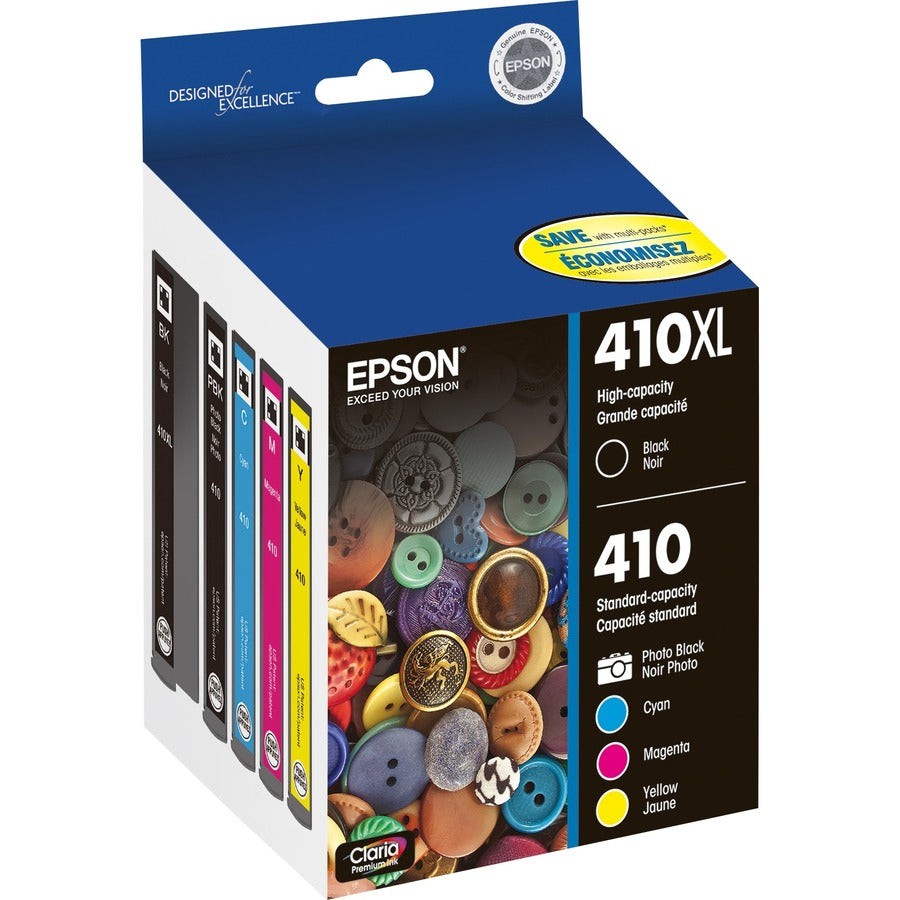 Epson Claria 410XL Original High Yield Inkjet Ink Cartridge - Photo Black, Cyan, Magenta, Black Pack T410XL-BCS