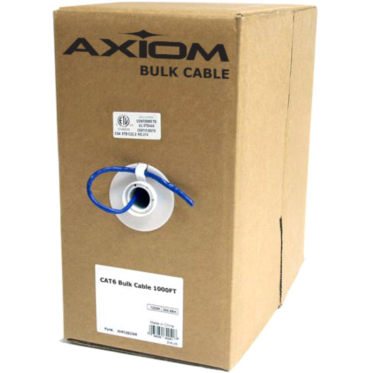 Axiom CAT6 23AWG 4-Pair Solid Conductor 550MHz Bulk Cable Spool 1000FT (Black) C6BCS-K1000-AX