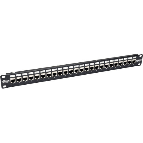 Tripp Lite 24-Port Cat6a Patch Panel Shielded Feedthrough Rackmount RJ45 1U N254-024-SH-6A