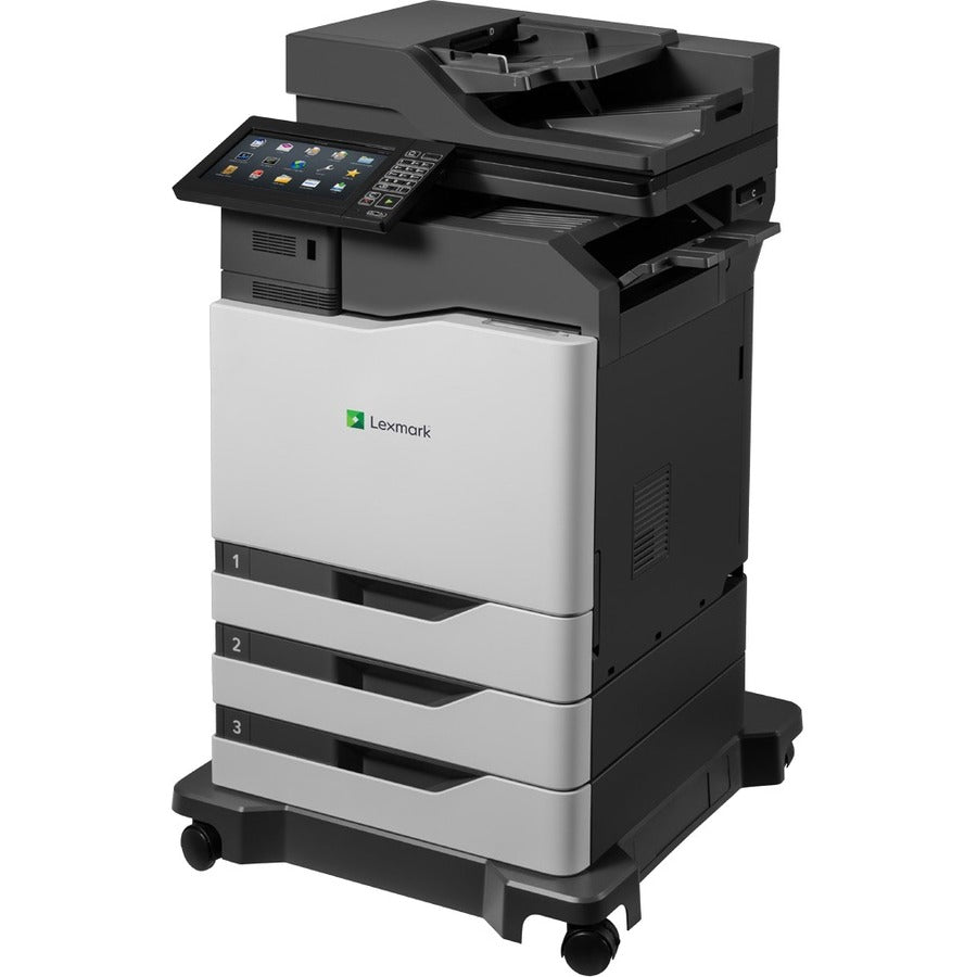 Lexmark CX825dte Laser Multifunction Printer-Color-Copier/Fax/Scanner-55 ppm Mono/55 ppm Color Print-1200x1200 Print-Automatic Duplex Print-250000 Pages Monthly-1750 sheets Input-Color Scanner-1200 Optical Scan-Color Fax-Gigabit Ethernet 42K0041