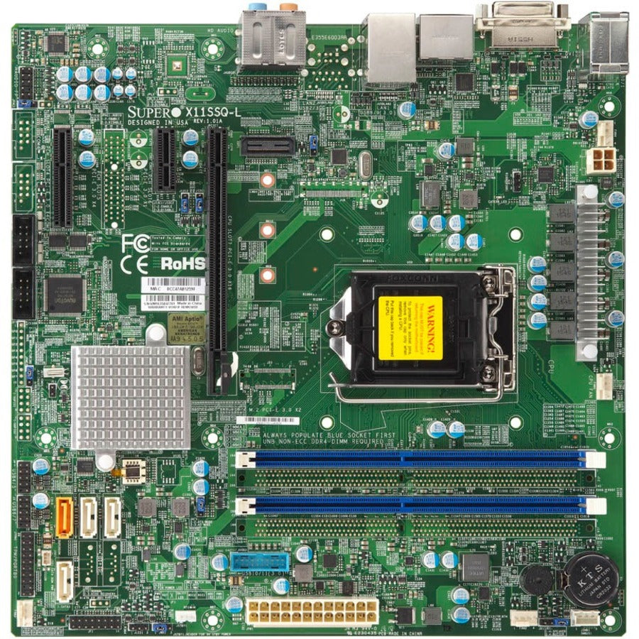 Supermicro X11SSQ-L Desktop Motherboard - Intel H110 Chipset - Socket H4 LGA-1151 - Micro ATX MBD-X11SSQ-L-O