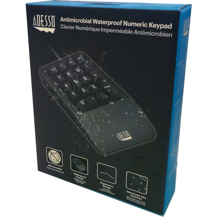 Adesso Antimicrobial Waterproof Numeric Keypad with Wrist Rest Support AKB-618UB