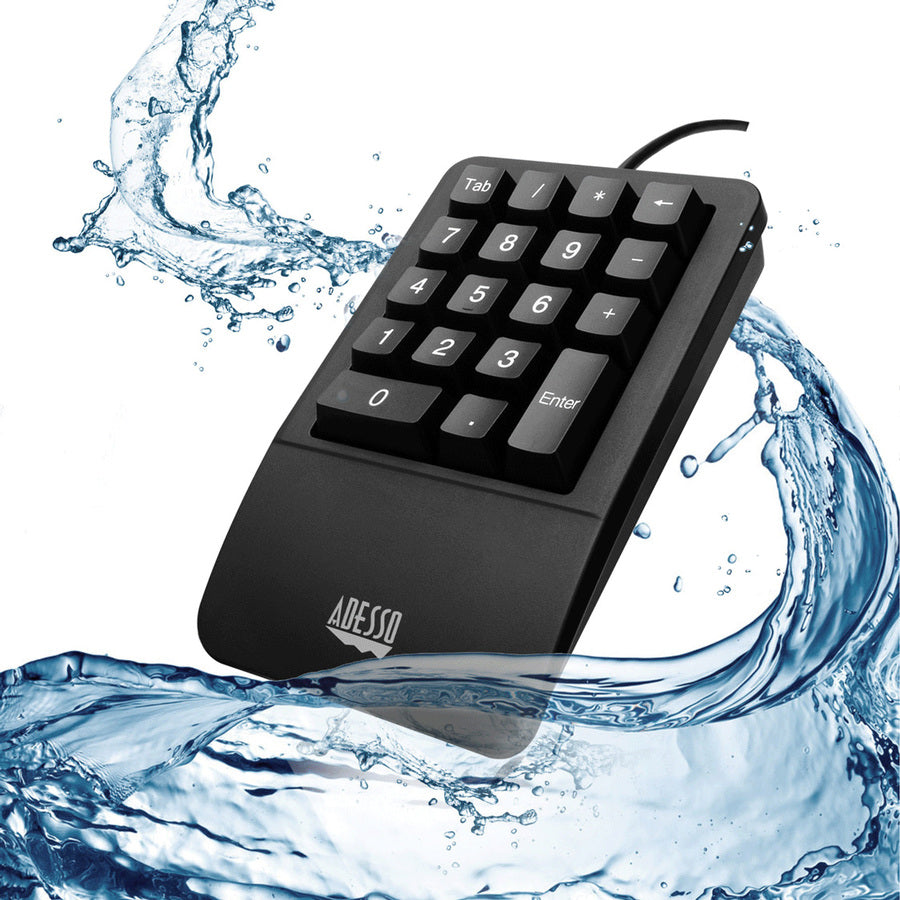 Adesso Antimicrobial Waterproof Numeric Keypad with Wrist Rest Support AKB-618UB