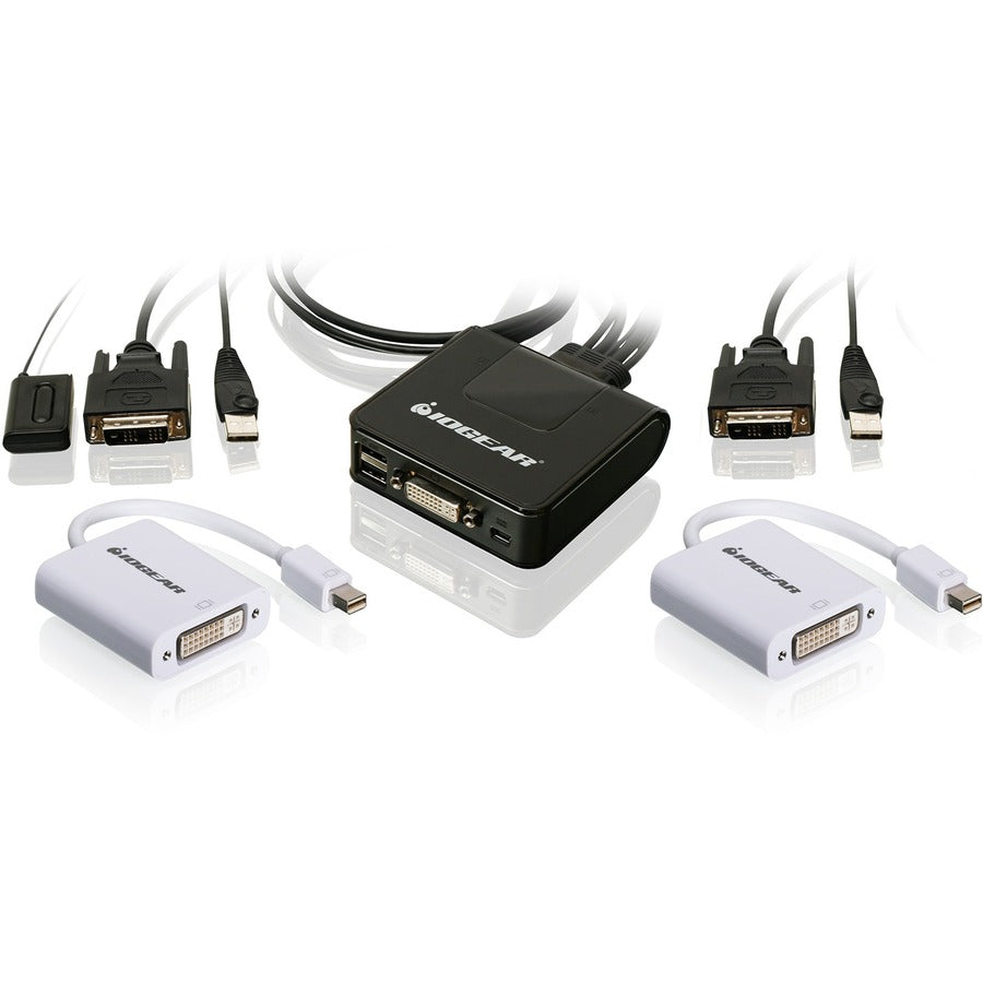 IOGEAR 2-Port USB DVI Cable KVM with MiniDisplayPort Adapters Bundle GCS922MDPKIT