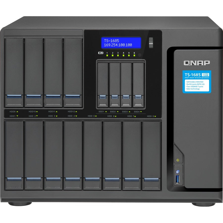 QNAP High-capacity 16-bay Xeon D Super NAS with Exceptional Performance TS-1685-D1531-128GR-US