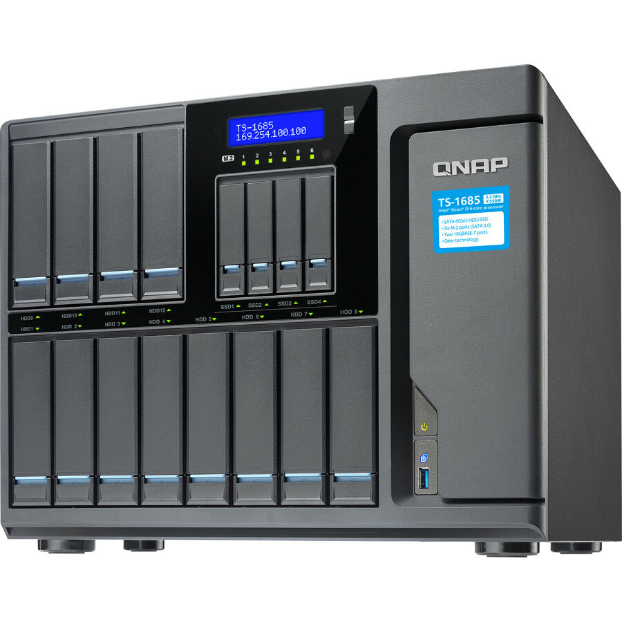 QNAP High-capacity 16-bay Xeon D Super NAS with Exceptional Performance TS-1685-D1531-128GR-US