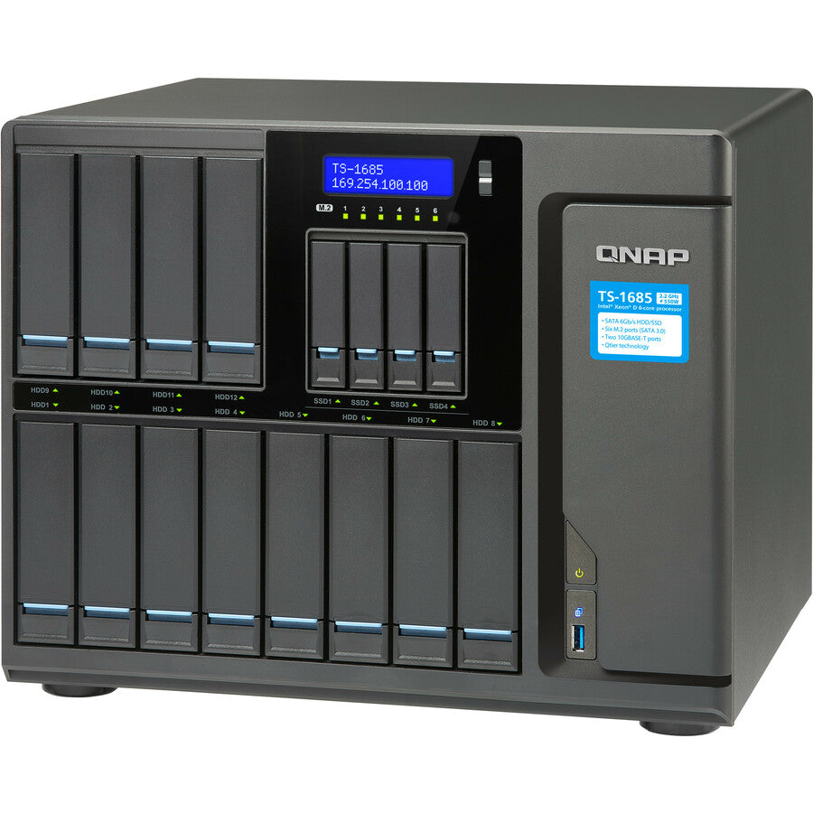 QNAP High-capacity 16-bay Xeon D Super NAS with Exceptional Performance TS-1685-D1531-128GR-US